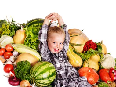 Child with vegetable . clipart