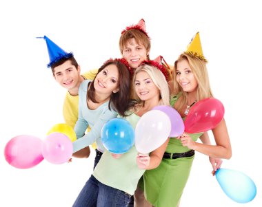 Group of young in party hat. clipart