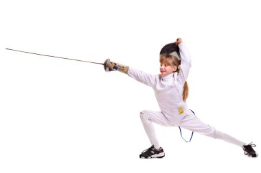 Child epee fencing lunge. clipart