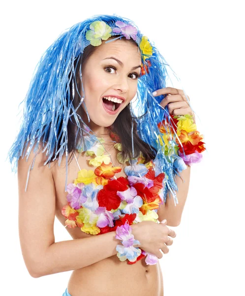 Flicka i kostym av hawaii. — Stockfoto
