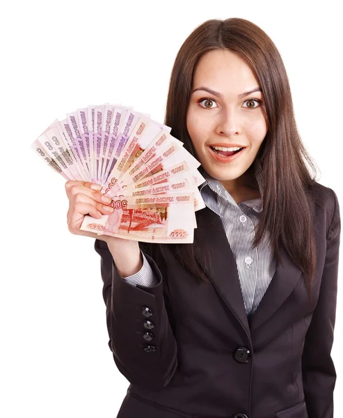 Mulher com dinheiro. Rublo russo . — Fotografia de Stock