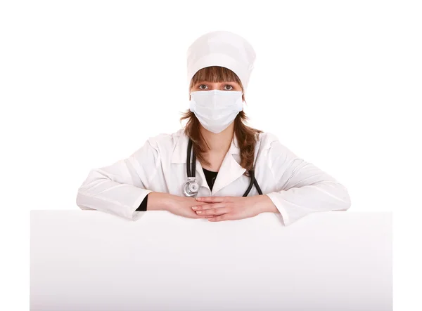 Arts met een stethoscoop en een masker. geïsoleerd. — Stockfoto