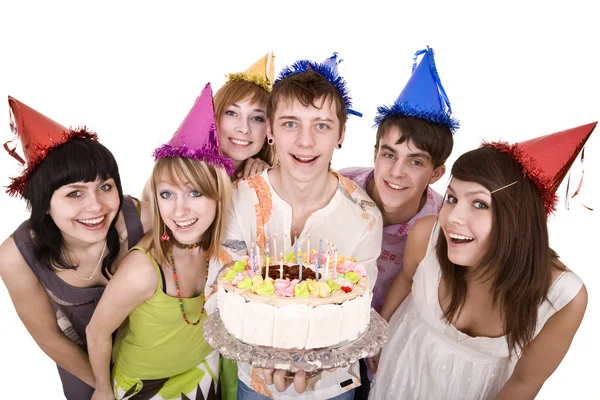 Group of teenagers celebrate happy birthday. Stock Image