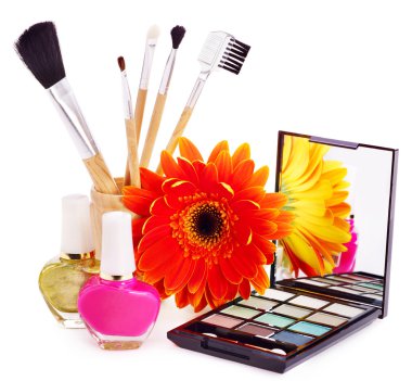 Decorative cosmetics and flower. clipart