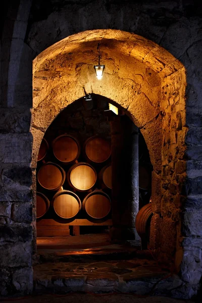 Barrel of wine in winerry. — Stock Photo, Image