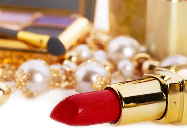 Decorative cosmetics with lipstick. — Stock Photo, Image