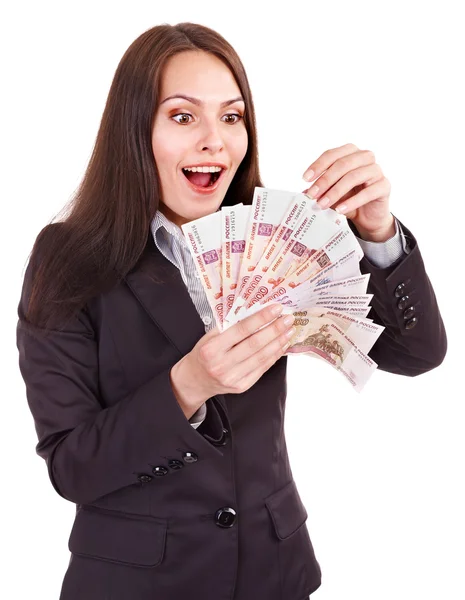 Femme avec de l'argent Rouble russe . — Photo