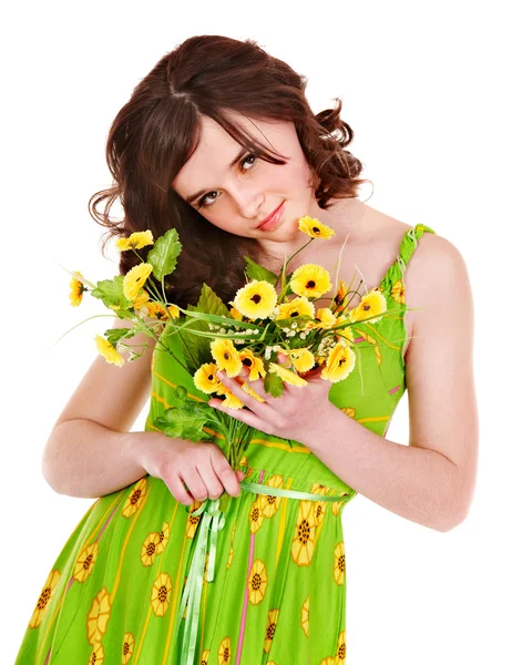 Красивая девушка с весенним цветом . — стоковое фото