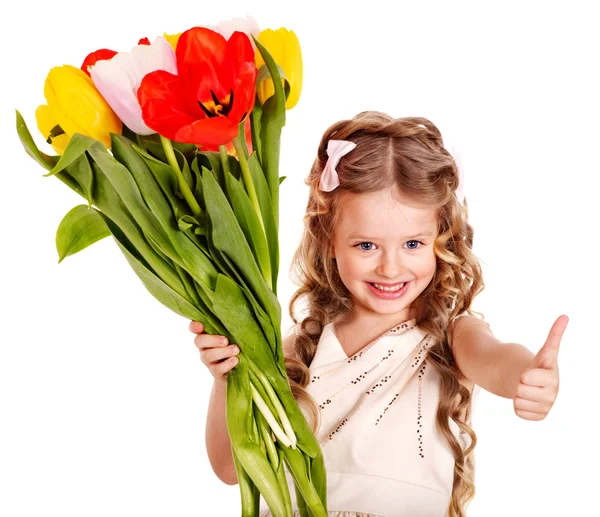 Kind met voorjaar bloem. — Stockfoto