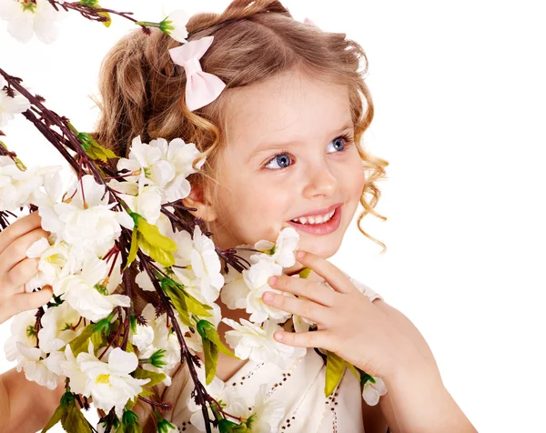 Criança com flor de primavera . — Fotografia de Stock