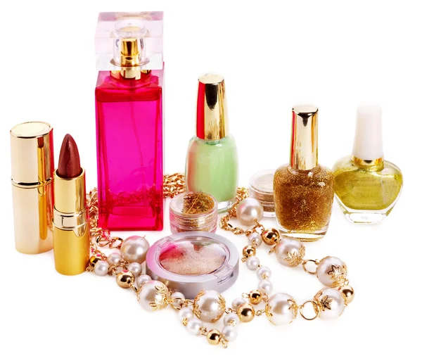 Dekoratif kozmetik ve parfüm. — Stok fotoğraf