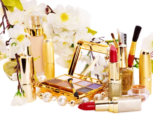 Decorative cosmetics and flower. — Stock Photo, Image