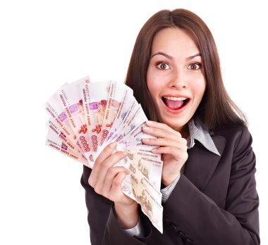 Woman with money. clipart