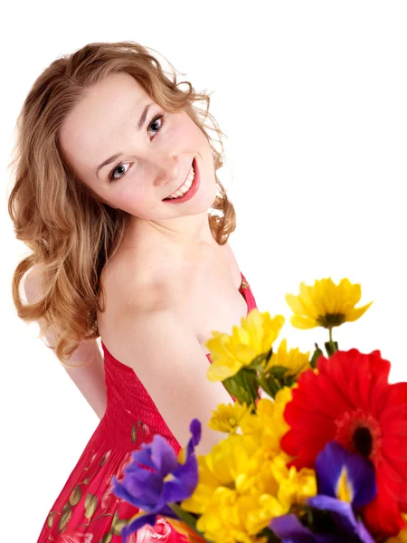 Молодая женщина с цветами. — стоковое фото
