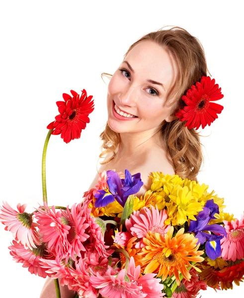 Giovane donna che tiene fiore . — Foto Stock