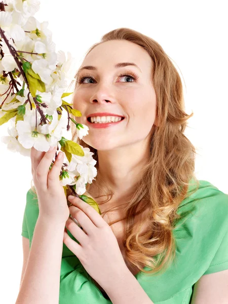 Красива дівчина з весняною квіткою . — стокове фото