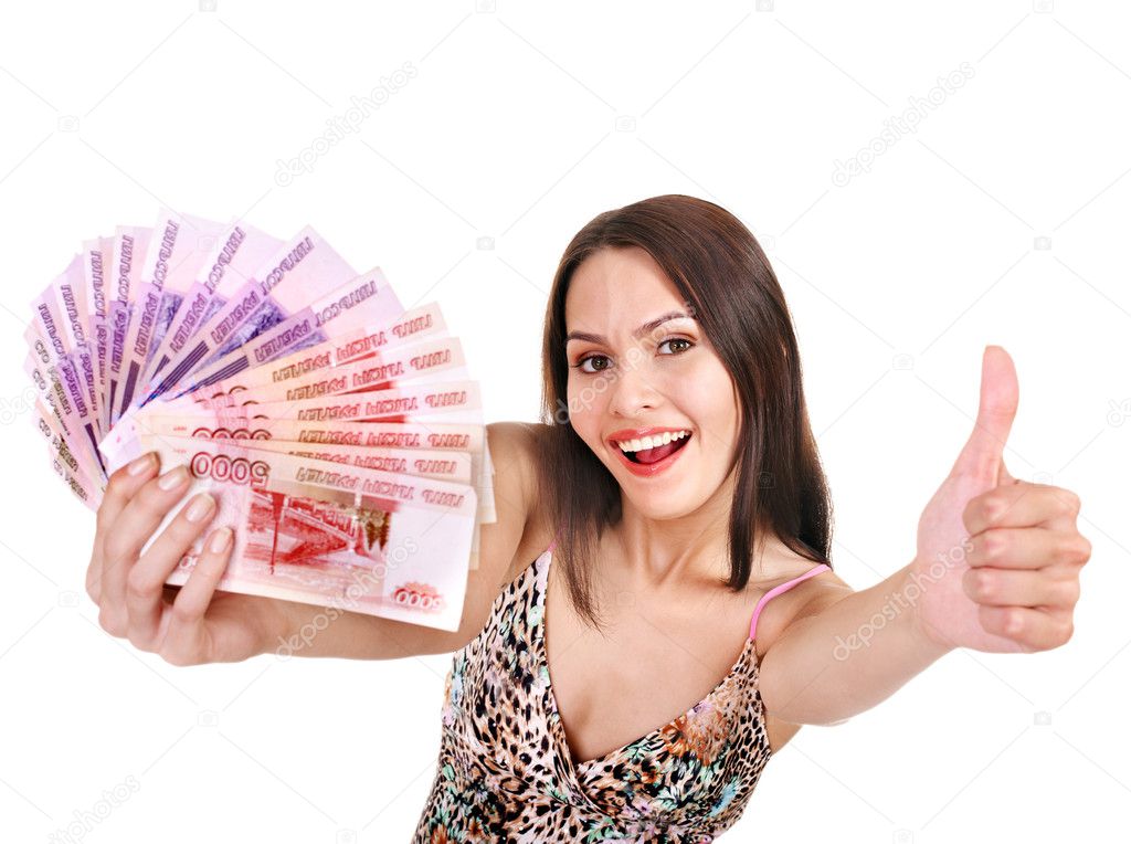 Woman with money.