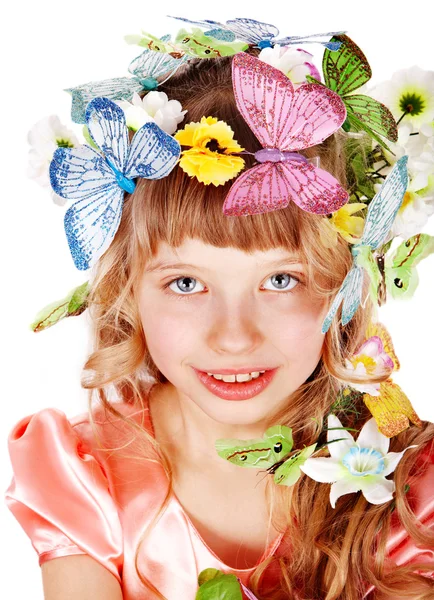 Дитяча весняна зачіска та метелик . — стокове фото