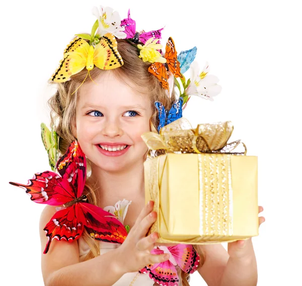 Child with gift box. — Stock Photo, Image