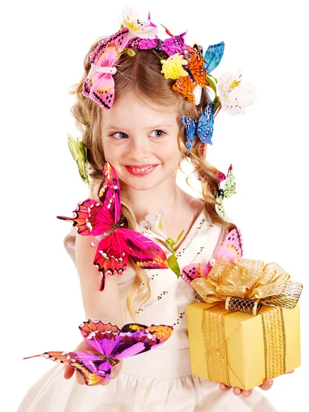 Kind mit Geschenkbox. — Stockfoto