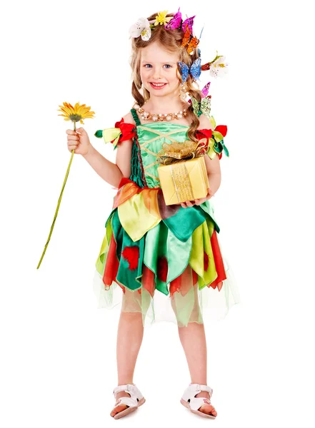 Kind mit Blume und Schmetterling. — Stockfoto