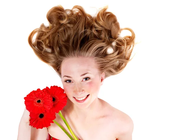 Mujer joven con el pelo alborotado . —  Fotos de Stock