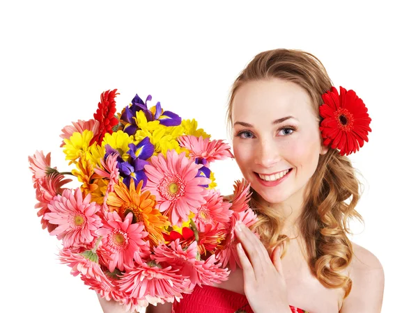 Giovane donna che tiene i fiori. — Foto Stock