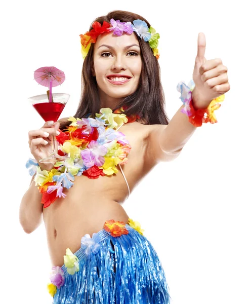 Mujer joven disfrazada de hawaii . —  Fotos de Stock