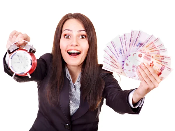Mulher com dinheiro (rublo russo ). — Fotografia de Stock