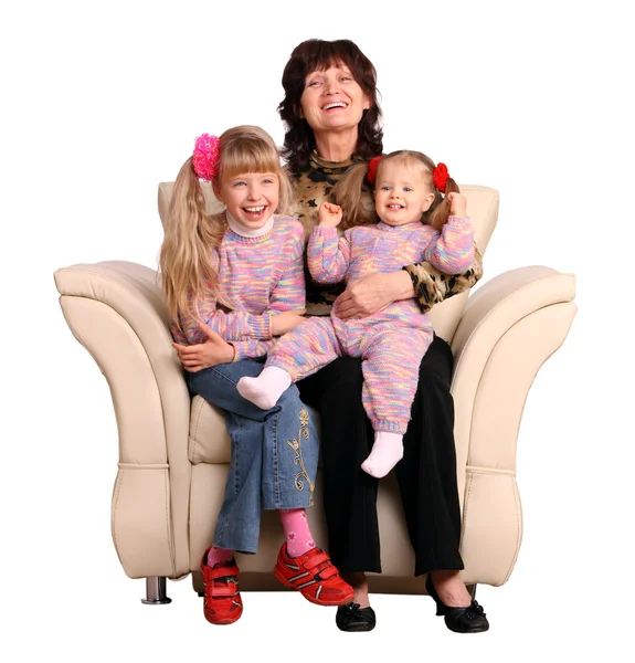 Šťastná babička a dvě vnučky. — Stock fotografie