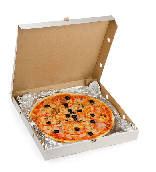 Pizza en caja — Foto de Stock