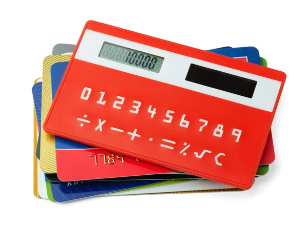 Miniräknare och kreditkort — Stockfoto