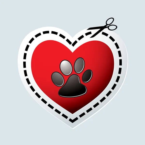 Dog paw heart — Stock Vector