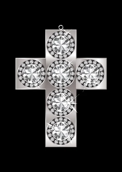 钻石吊坠十字架 — 图库矢量图片