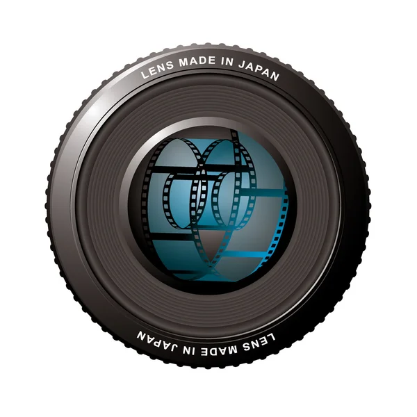 Lens shutter with film — Stock Vector