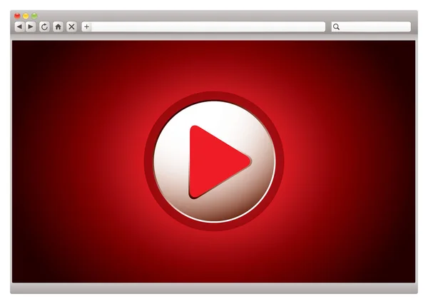 Internet de vídeo navegador rojo — Vector de stock