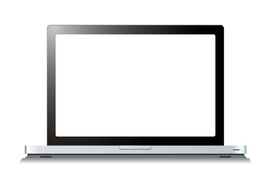 Laptop computer white screen clipart