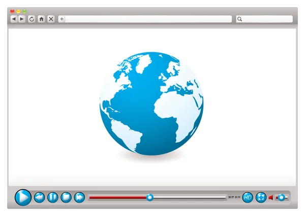 Web video browser ter wereld — Stockvector