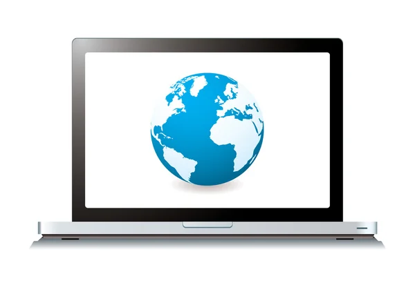 Laptop mundo web — Vetor de Stock