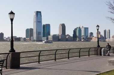 Windy day on Manhattan riverfront clipart