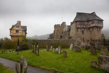 Graveyard by Stokesay castle in Shropshire clipart