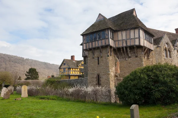 stock image Stokesay Castle in Shropshire on cloudy day