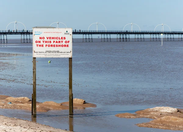 Πλημμυρίδα στο southport προβλήτα στην Αγγλία — Φωτογραφία Αρχείου