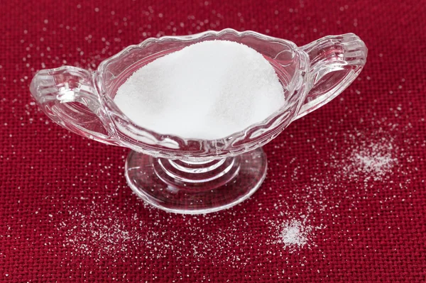Cut glass bowl full of table salt — Stock Photo, Image