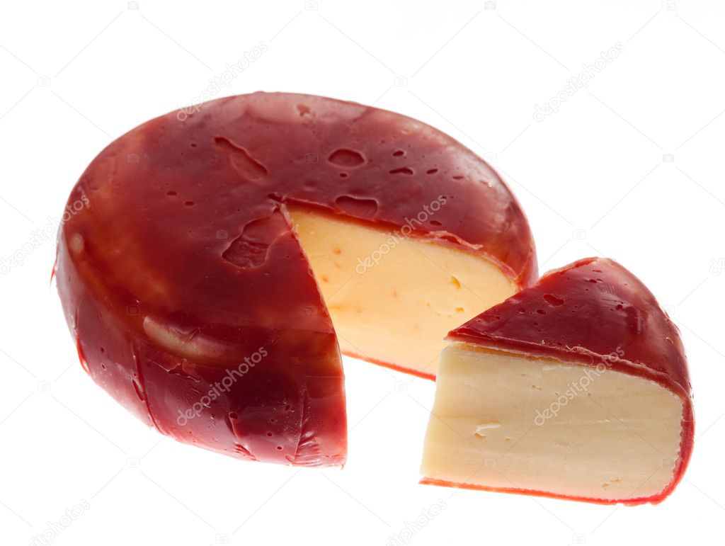 Round wax covered dutch edam gouda cheese