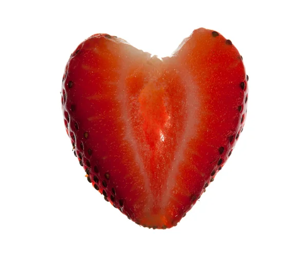 Fresh sliced strawberry in heart shape — Stock Photo, Image