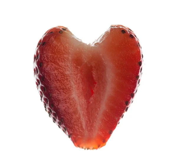 Fragola fresca a fette a forma di cuore — Foto Stock