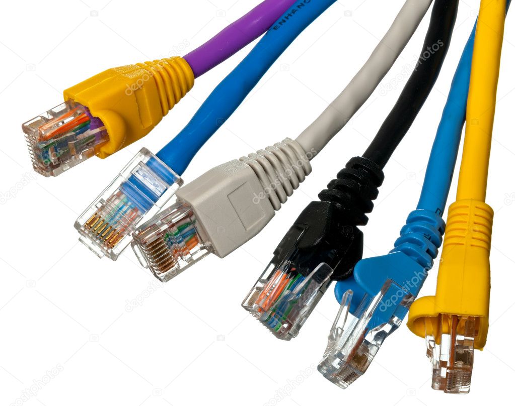 Cat 5 cables in multiple colors