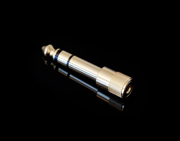 Gold plated jack plug adapter — Stok fotoğraf