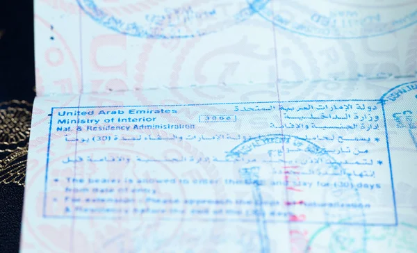 Visa stamps in US passport — Stock Photo, Image